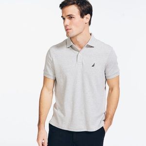 Nautica Mens Polo Shirt Gray Heathered Short Sleeve Slim Fit 100% Cotton Size 2X